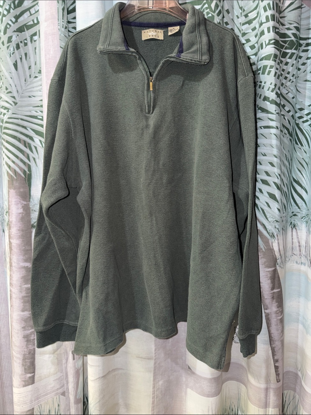 Men's Olive Green Half-Zip Fleece Pullover